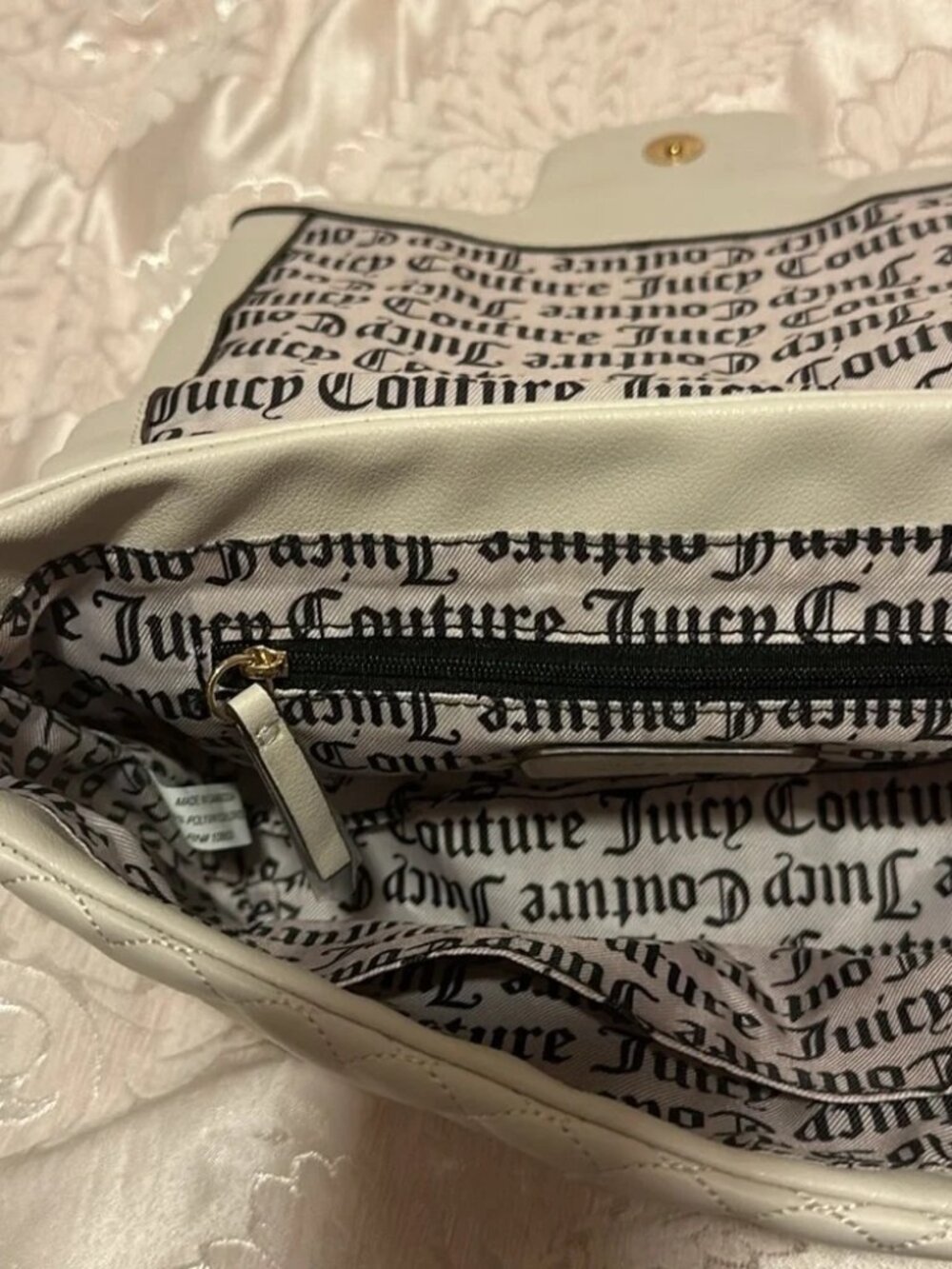 NWT Juicy Couture Bling Heart Embodied Cream/Beige Handbag‎ - Picture 2 of 7